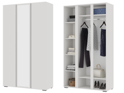 Шкаф Лаванда 3-х створчатый с зеркалом ШК 02 (Шагрень белый) 